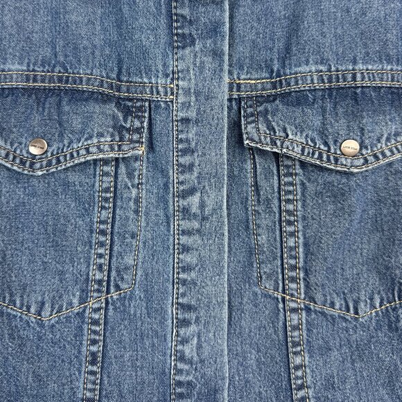 WESTERN LONE STAR DENIM DISTRESSED WOMEN'S COWGIRL SHIRT LARGE - Picture 3 of 6